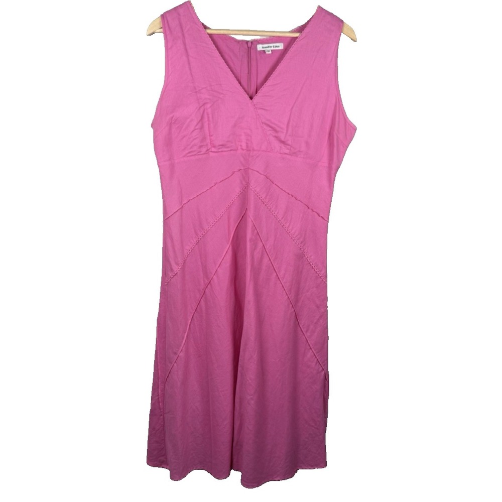 Vintage Jennifer Eden Cotton‎ Blend Sleeveless Shift Midi Dress Women's Sz 12